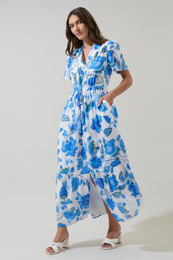 Samian Floral Kissa Button Down Maxi Dress