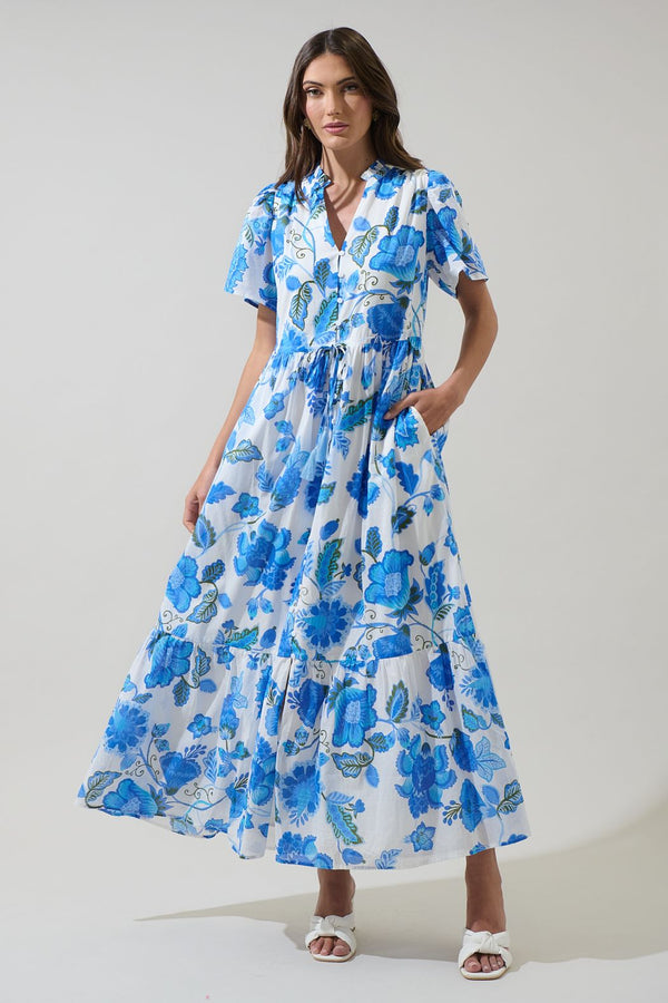 Samian Floral Kissa Button Down Maxi Dress