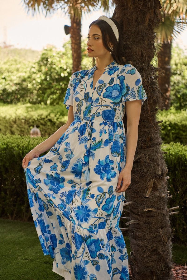 Samian Floral Kissa Button Down Maxi Dress