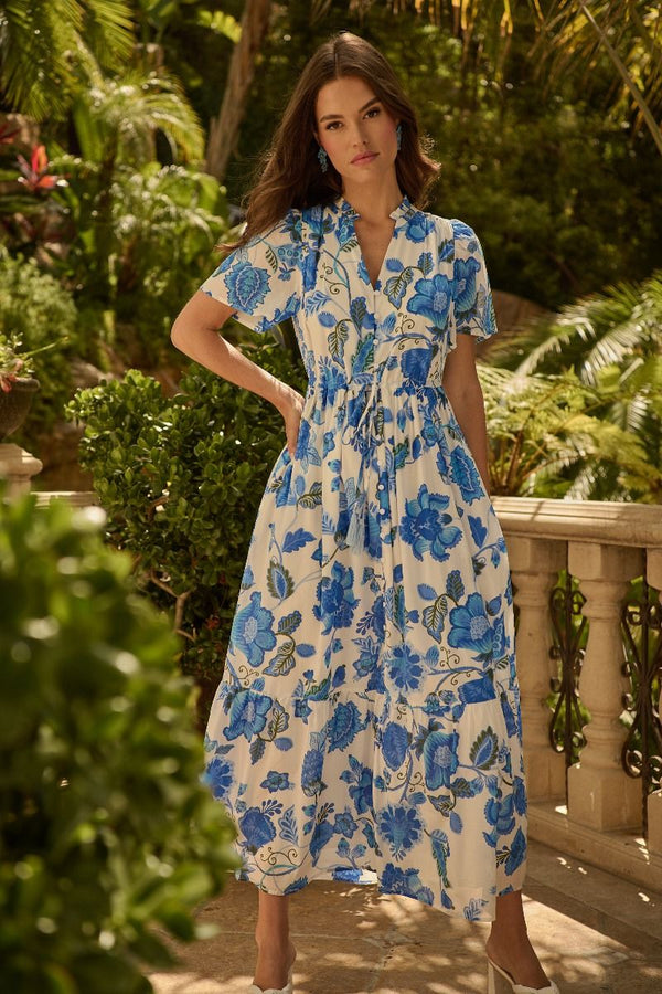 Samian Floral Kissa Button Down Maxi Dress