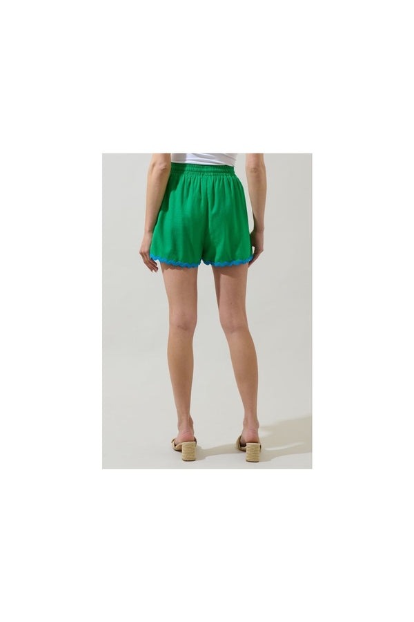 Marnie Linen Drawstring Shorts: Kelly Green