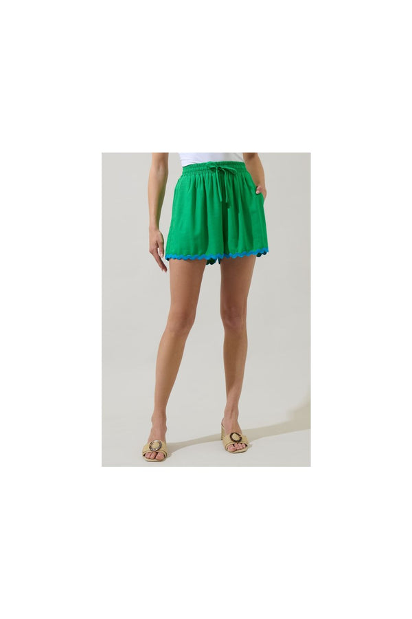 Marnie Linen Drawstring Shorts: Kelly Green