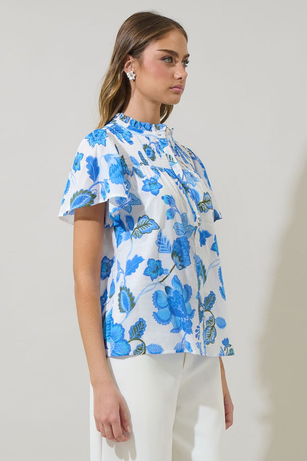 Samian Floral Romy Mock Neck Top