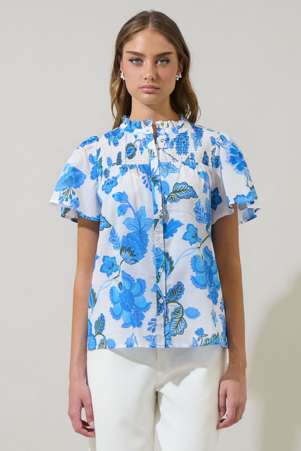 Samian Floral Romy Mock Neck Top