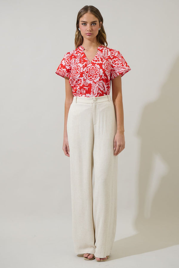 Hazen Floral Risony Pleated Top