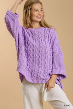 Chenille Cable Knit Sweater - Lilac