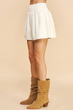 High Waist Pu Leather Shorts - Ivory