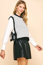 Woven Knit Combo Blouse - Black