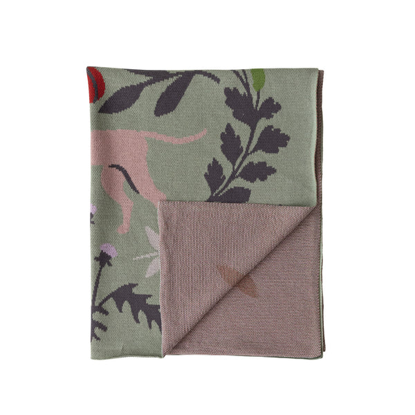 Cotton Knit Baby Blanket with Botanicals & Animals