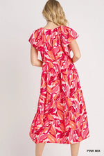 Pink A-Line Tiered Maxi Dress
