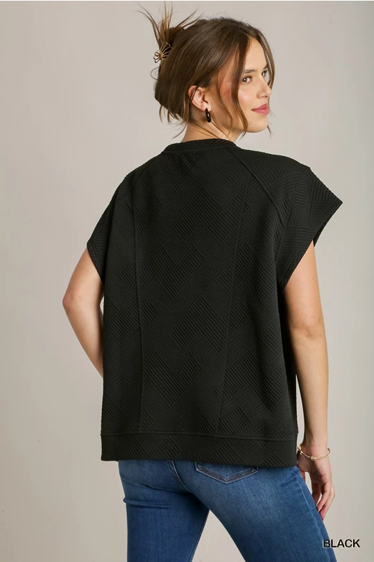 Jacquard Boxy Cut Sweatshirt - Black