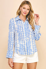 Printed Button Down Shirts - Blue