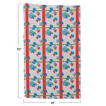 Printed Recycled Microfibre Tea Towel w/ Floral & Stripe Pattern