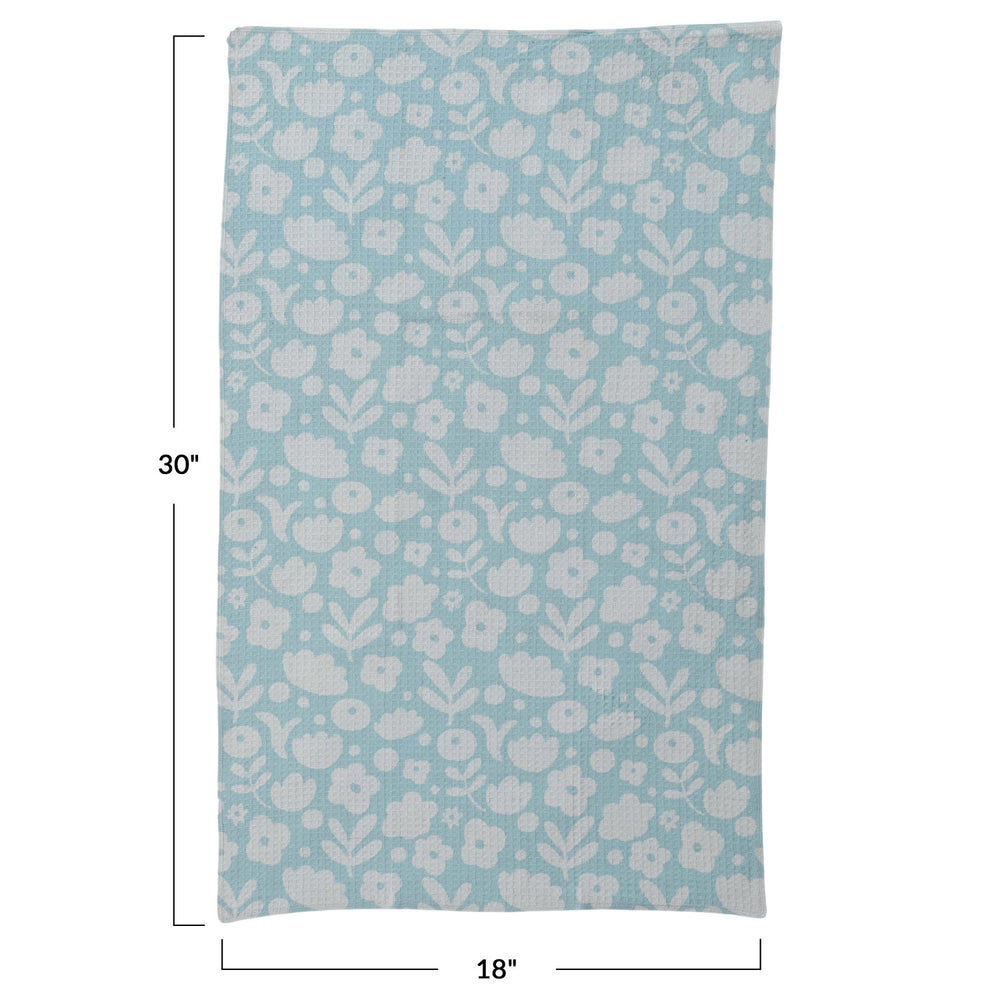 Printed Recycled Microfibre Tea Towel w/ Floral Pattern