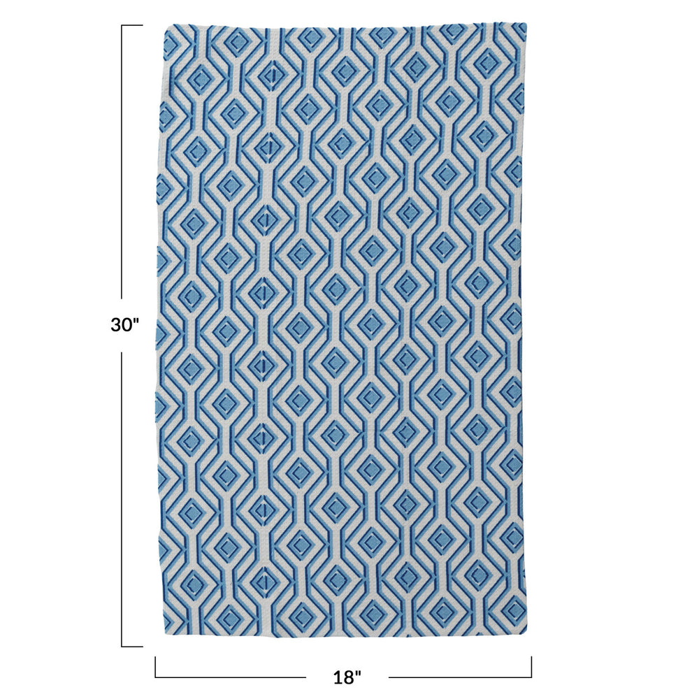 Printed Recycled Microfibre Tea Towel w/ Geometric Diamond Pattern