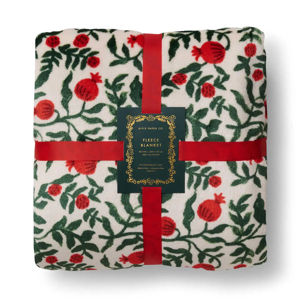 Christmastide Pomegranate Fleece Blanket