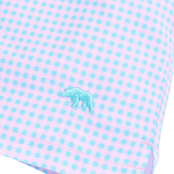 Micro Gingham Swim Trunk - Rose Shadow