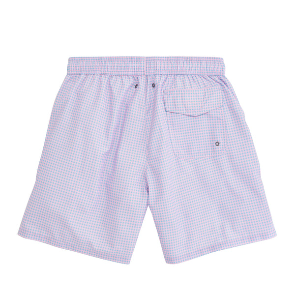 Micro Gingham Swim Trunk - Rose Shadow