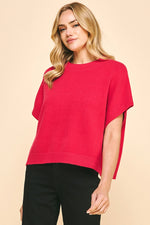 Dropped Shoulder Sweater Top - Fuchsia