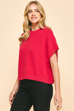 Dropped Shoulder Sweater Top - Fuchsia