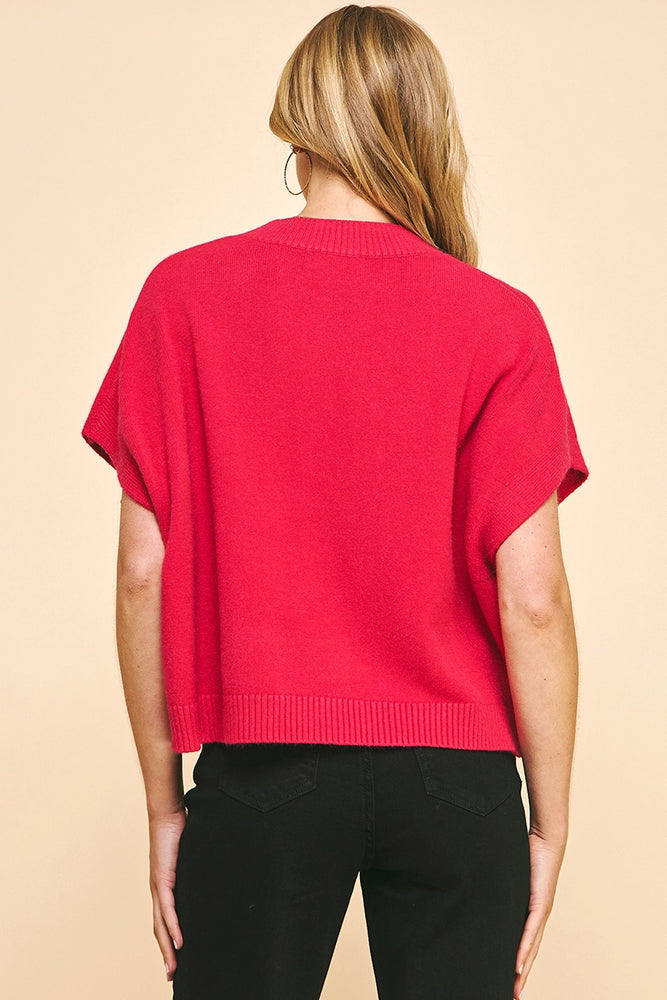 Dropped Shoulder Sweater Top - Fuchsia