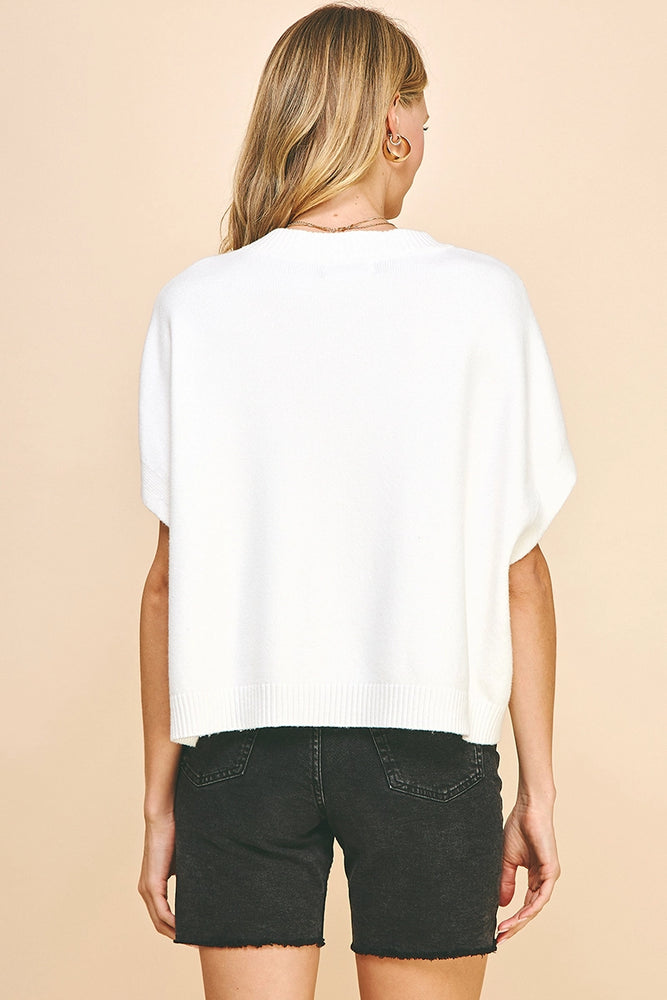 Dropped Shoulder Sweater Top - Ivory