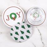 Joy Wreath Reversible Paper Coasters (set of 20)