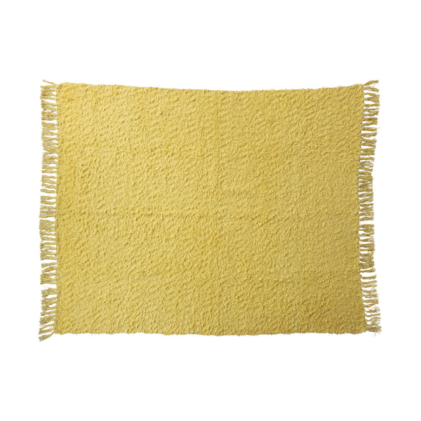 Woven Cotton Throw w/ Fringe, Yellow