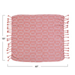 60"L x 50"W Woven Cotton Blend Throw w/ Geometric Pattern & Braided Fringe