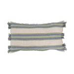 20" x 12" Woven Cotton Lumbar Pillow with Stripes & Fringe
