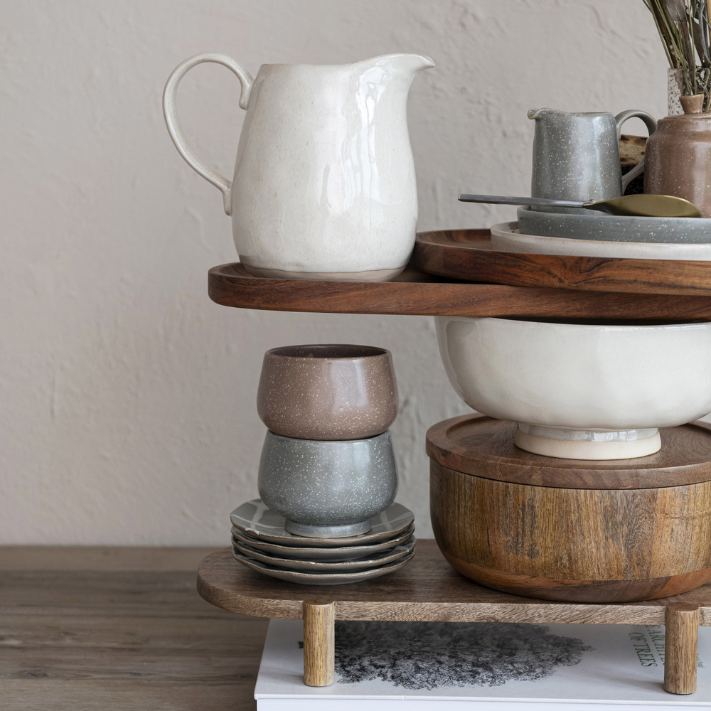 Mango Wood Serving Bowl w/ Lid