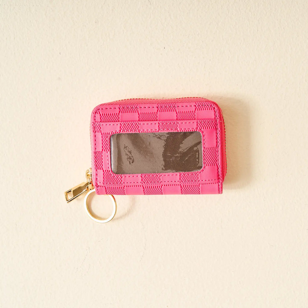 Zip Around Wallet-Hot Pink Check