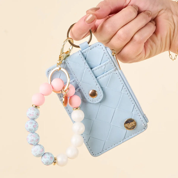 Woven Keychain Wallet-Light Blue