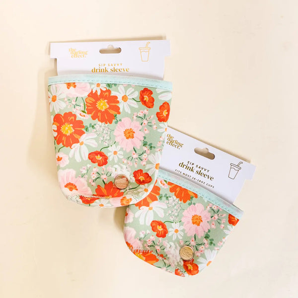 Sip Savvy Drink Sleeve-Bouquet Beauty Sage Large