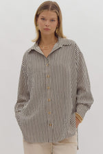 Black Stripe Collared Button Up