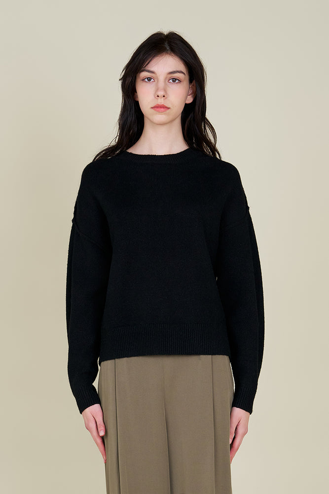 MOCK NECK COCOON SWEATER: Black