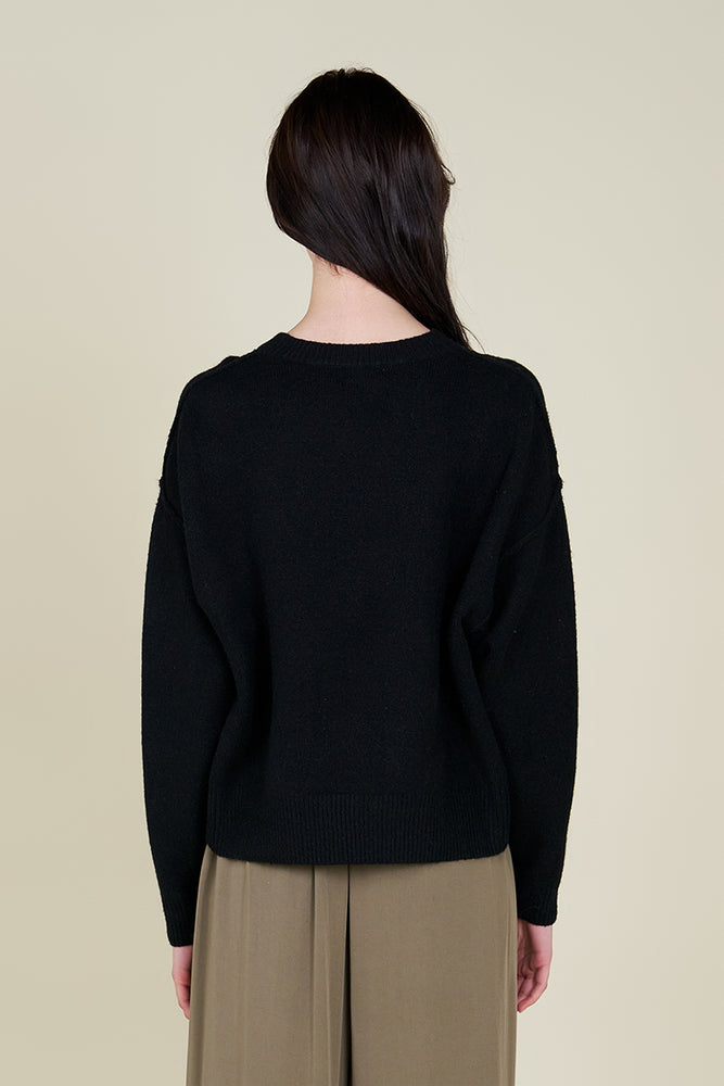 MOCK NECK COCOON SWEATER: Black