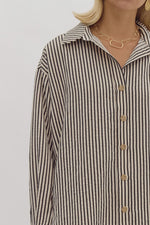 Black Stripe Collared Button Up