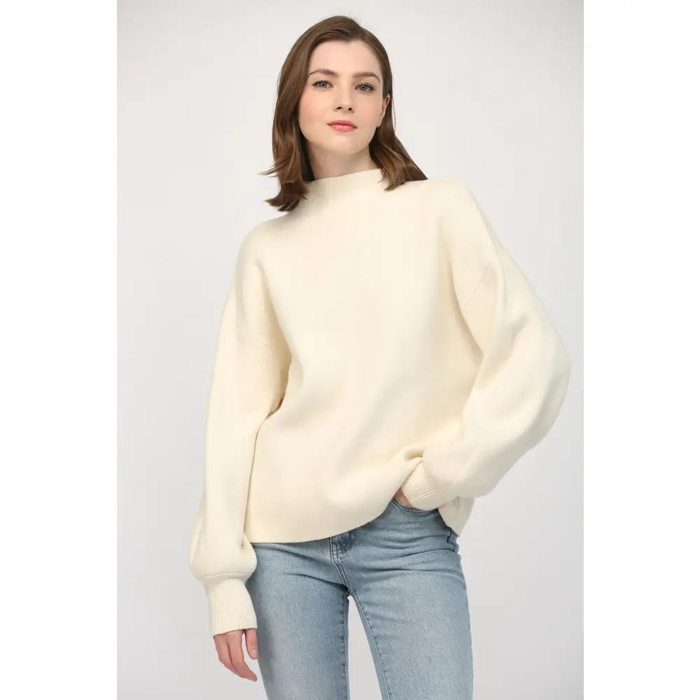 Cream Mock Neck Sweater