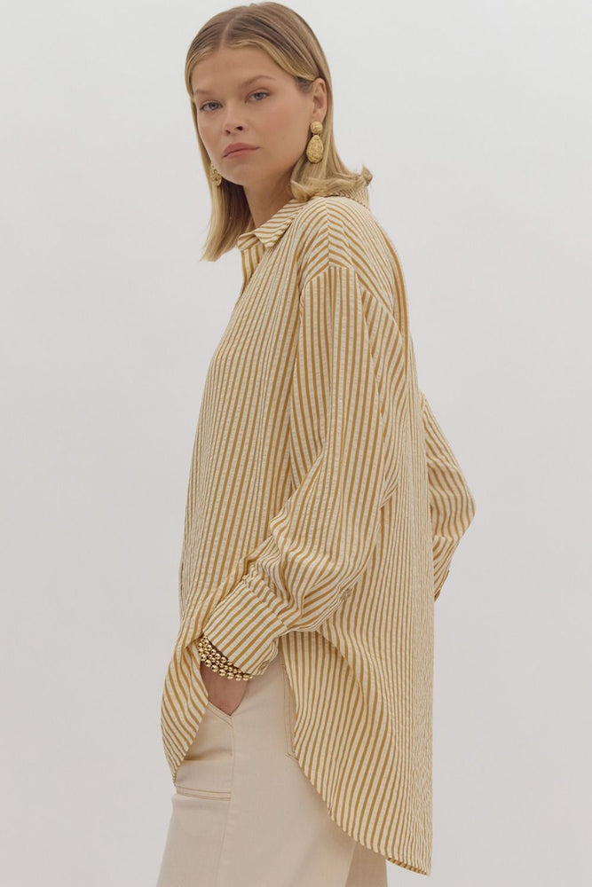 Gold Stripe Collared Button Up