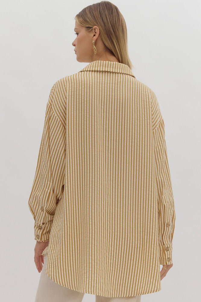 Gold Stripe Collared Button Up