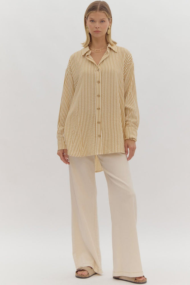 Gold Stripe Collared Button Up