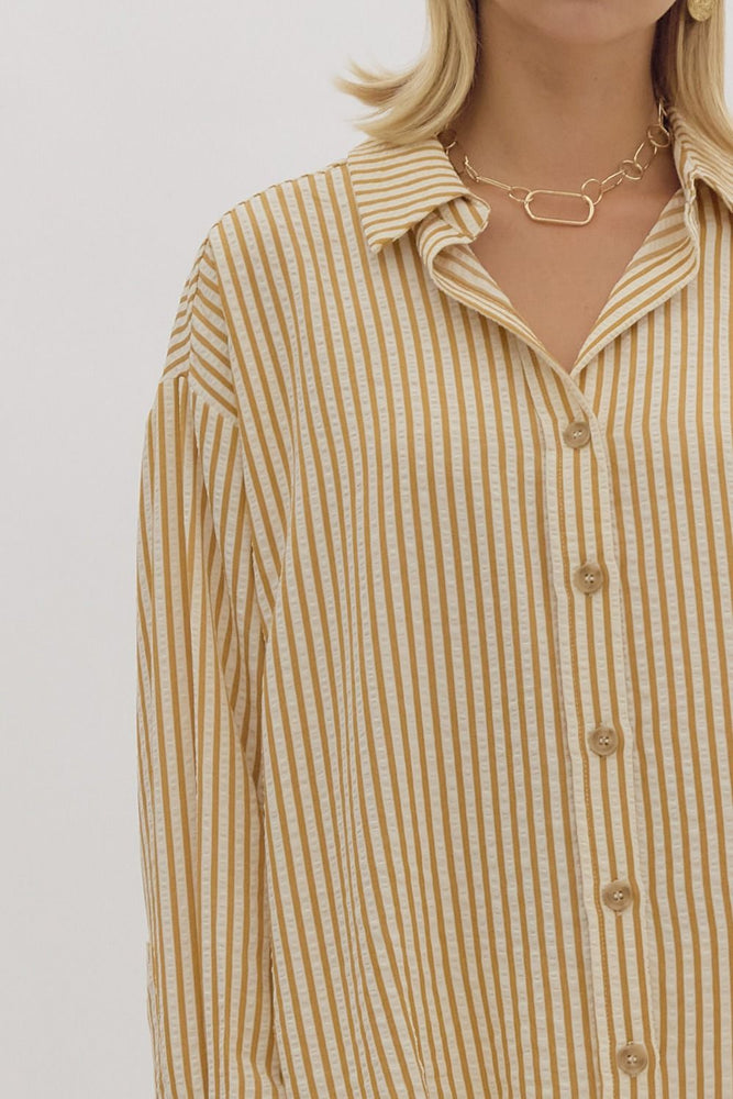 Gold Stripe Collared Button Up