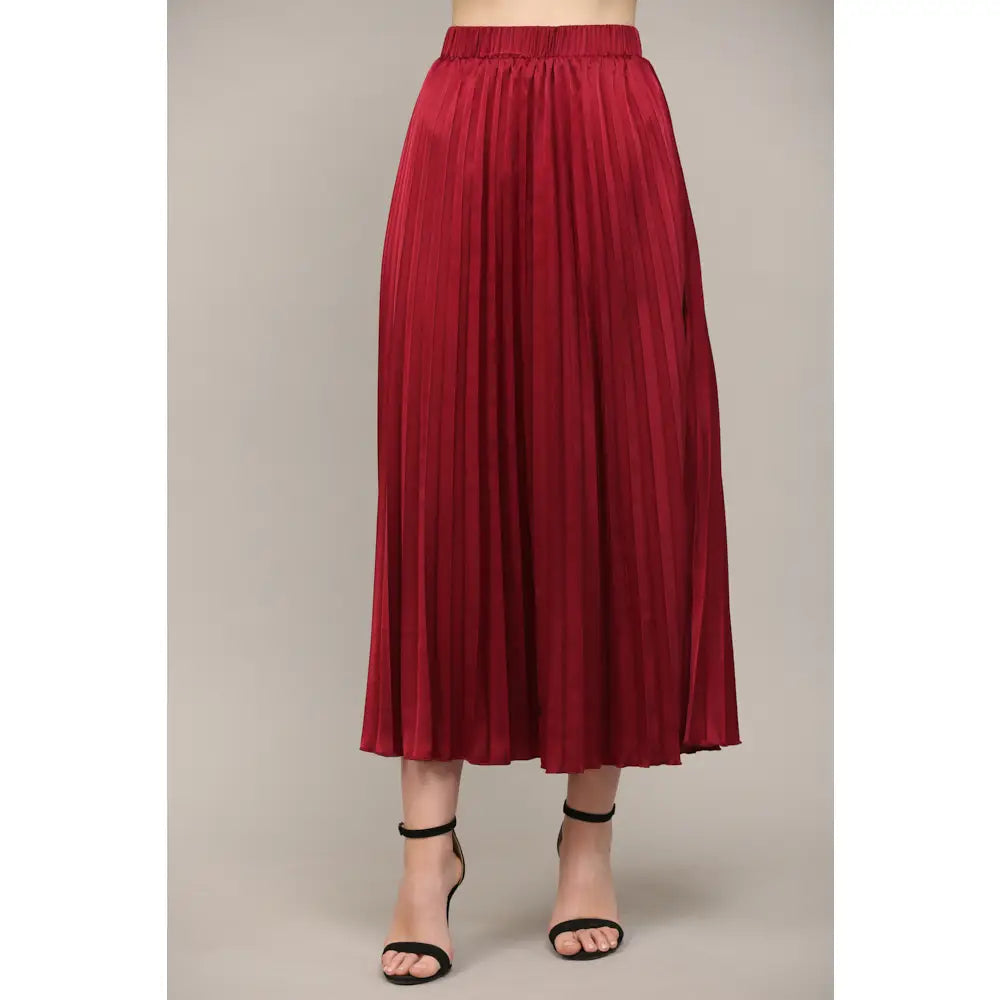 Pleated Midi Skirt Burgundy