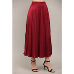 Pleated Midi Skirt Burgundy