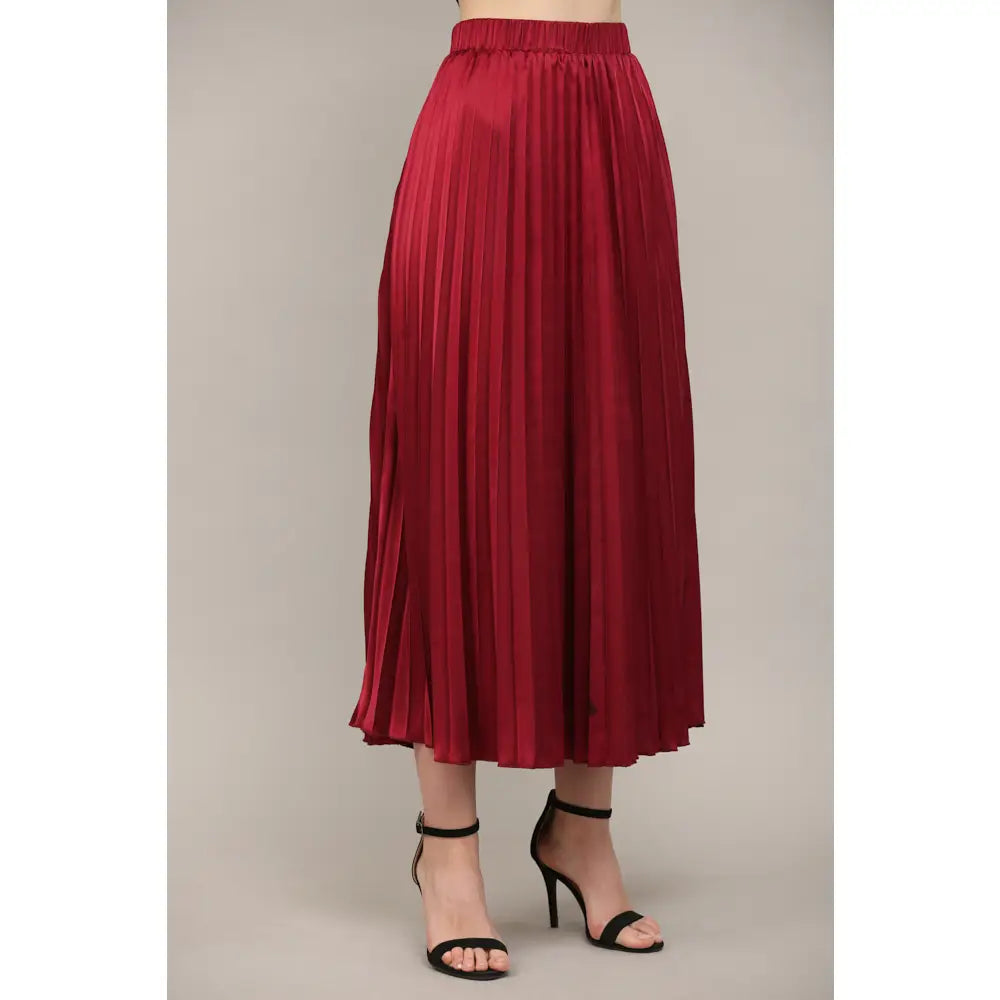 Pleated Midi Skirt Burgundy