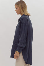 Indigo Stripe Collared Button Up