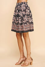 High Waist Tiered Mini Skirt - Ink Multi