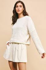 Roll-Edge Sweater Pullover - Cream