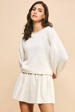 Roll-Edge Sweater Pullover - Cream